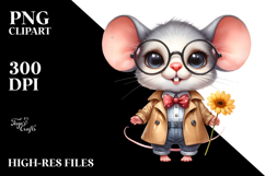 Standing Baby Mouse in Raincoat | Sublimation | Clipart Product Image 2