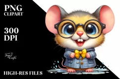 Watercolor Baby Mouse Big Eyes, Clipart Product Image 3