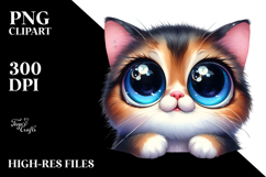 Watercolor Cat Big Eyes, Clipart Product Image 2