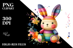 Colorful Wooden Bunny PNG Product Image 2