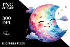 Simple Colorful Smiling Moon PNG Product Image 2