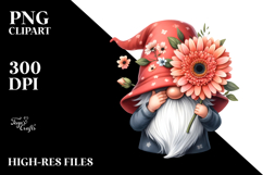 Washed Watercolor GNOME with Gerbera in Pocket Product Image 2