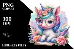 Baby Unicorn with Writer's es, Sublimation PNG Product Image 3