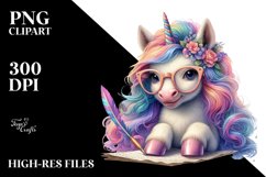 Baby Unicorn with Writer's es, Sublimation PNG Product Image 1
