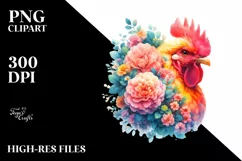 Vibrant Chicken Half Flowers | Sublimation | Clipart Product Image 3