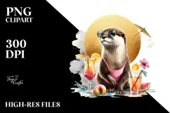 Otter with Cocktail PNG Product Image 2