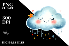 Smiling Whimsical Cloud PNG Product Image 2