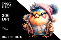 Contempt Bird with Cool Haircut, Winter Outfit PNG Product Image 2