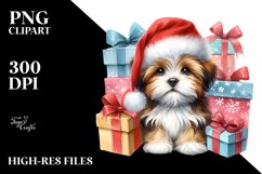 Expressive Baby Watercolor Havanese, Winter Outfit PNG Product Image 1