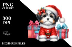 Expressive Baby Watercolor Havanese, Winter Outfit PNG Product Image 1