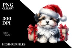 Expressive Baby Watercolor Havanese, Winter Outfit PNG Product Image 1