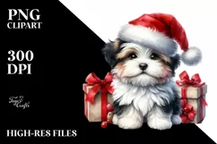Expressive Baby Watercolor Havanese, Winter Outfit PNG Product Image 1