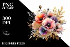 Colorful Abstract Watercolor Bouquet with Gold Foil Product Image 1