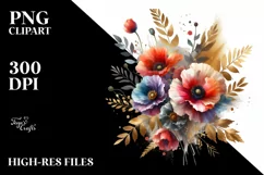 Colorful Abstract Bouquet with Poppy | Sublimation Clipart Product Image 3