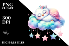 Cute Owl Sleeping on Cloud | Clipart Product Image 2