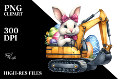 Creative Funny Bunny Excavator Easter Eggs PNG Product Image 2