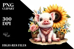 Funny Cute Baby Pig Sitting | Sublimation | Clipart Product Image 3