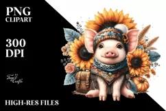 Funny Cute Baby Pig Sitting | Sublimation | Clipart Product Image 1