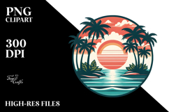 Tropical Island Sunset Tshirt Design PNG Product Image 2