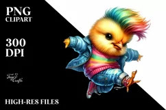 Cute Baby Chicken Jumping with Jeans PNG Product Image 3