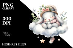 Baby Rabbit Sleeping on Cloud | Clipart Product Image 2
