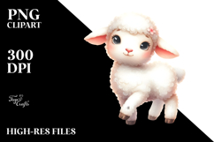 Funny Watercolor Lamb Clipart Product Image 2