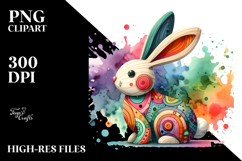 Colorful Wooden Bunny PNG Product Image 2