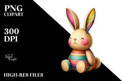 Colorful Wooden Bunny PNG Product Image 2