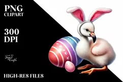 Baby Flamingo with Bunny Ears PNG Product Image 2