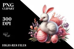 Baby Flamingo with Bunny Ears PNG Product Image 2