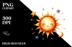 Cute Sun in Watercolor PNG Product Image 2