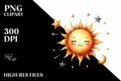 Cute Sun in Watercolor PNG Product Image 2