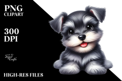 a Happy Baby Miniature Schnauzer, Watercolor PNG Product Image 2