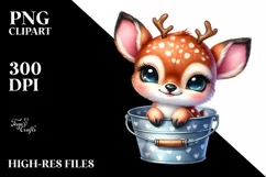 Colorful Smiling Baby Deer in Bucket Clipart Product Image 2