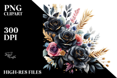 Floral Frame with Black Roses and Gold Insertions Product Image 2