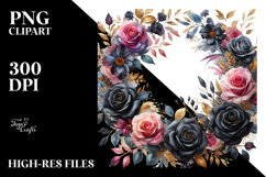 Floral Frame with Black Roses and Gold Insertions Product Image 2