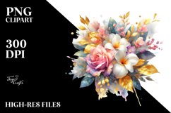 Colorful Bouquet with Gardenia Splash | Sublimation Clipart Product Image 1