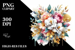 Colorful Bouquet with Gardenia Splash | Sublimation Clipart Product Image 3