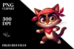 Silly Cartoon Kitten with Bandana PNG Product Image 2