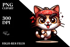 Silly Cartoon Kitten with Bandana PNG Product Image 2
