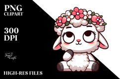 Rolling Lamb with Flower Crown PNG Product Image 2