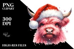 Cute Pink Highland Cow PNG Product Image 2