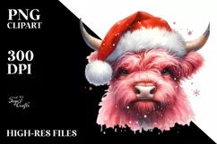 Cute Pink Highland Cow PNG Product Image 2