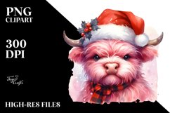 Cute Pink Highland Cow PNG Product Image 2