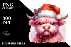 Cute Pink Highland Cow PNG Product Image 2