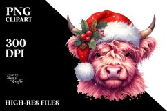 Cute Pink Highland Cow PNG Product Image 2