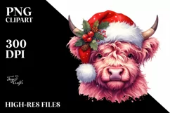 Cute Pink Highland Cow PNG Product Image 2