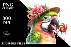 Funny Cute Parrot Tongue Out Dripping | Sublimation Clipart Product Image 1