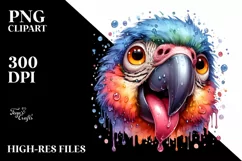 Funny Cute Parrot Tongue Out Dripping | Sublimation Clipart Product Image 3
