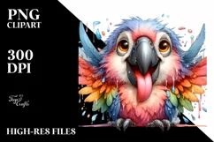 Funny Cute Parrot Tongue Out Dripping | Sublimation Clipart Product Image 1